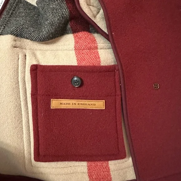 BURBERRY Wool Burgundy Peacoat Tailored Fit M - Picture 5 of 7